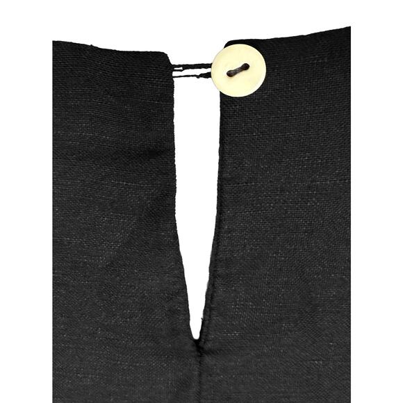First Rite Women Linen Blend Black Apron Midi Dress Pockets Lightweight Pinafore - Picture 9 of 9